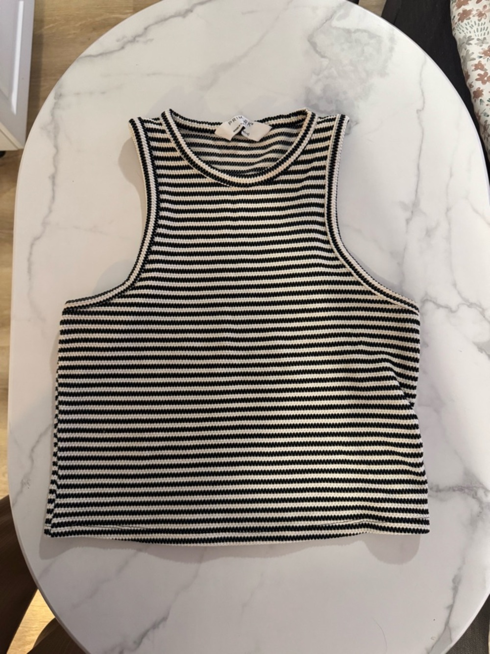 Primark Black & White Striped Knit Crop Tank